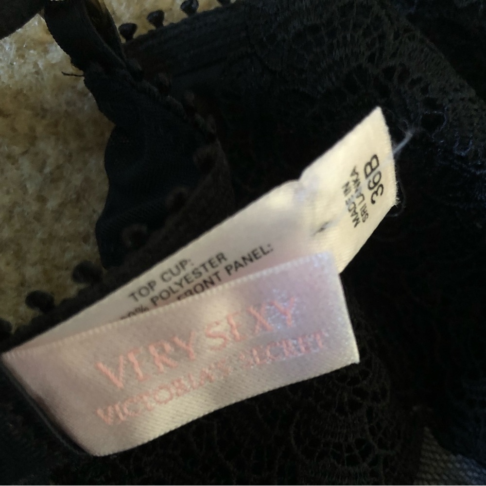 VIctoria’s Secret Corset with Garters - 36B - black polka dot - sheer stretch - Picture 6 of 7